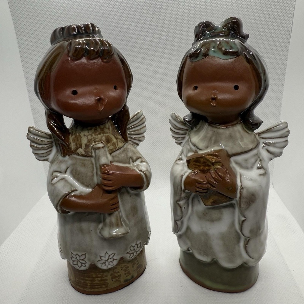 Vintage Pottery‎ Choir Angel Girls Playing The Flute Figurine